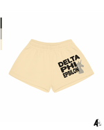Delta Phi Epsilon Free Spirit Light Yellow Shorts by Alpha Apparel Co. – front view