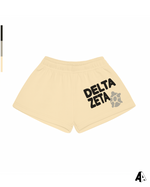 Delta Zeta Free Spirit Light Yellow Shorts by Alpha Apparel Co. – front view