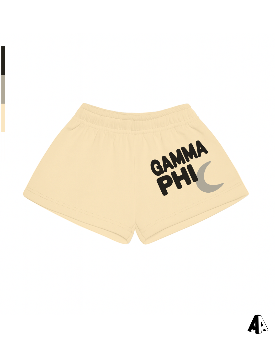 Gamma Phi Beta Free Spirit Light Yellow Shorts by Alpha Apparel Co. – front view