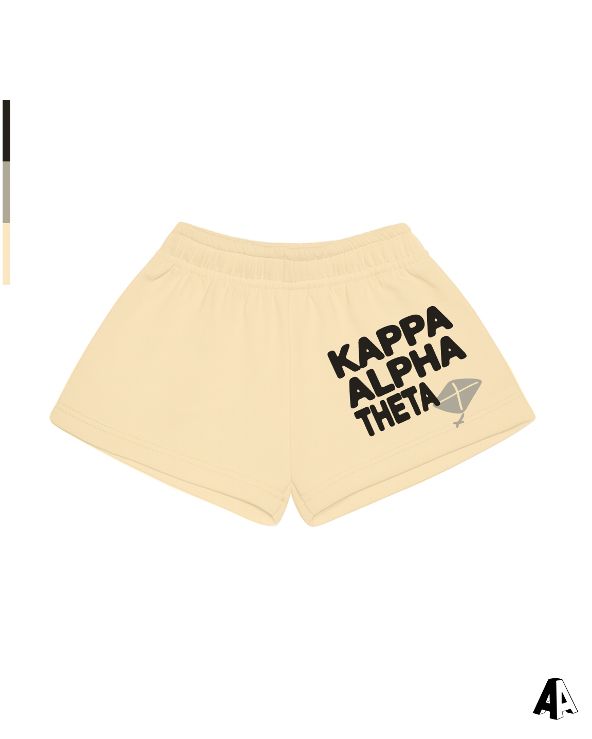 Kappa Alpha Theta Free Spirit Light Yellow Shorts by Alpha Apparel Co. – front view