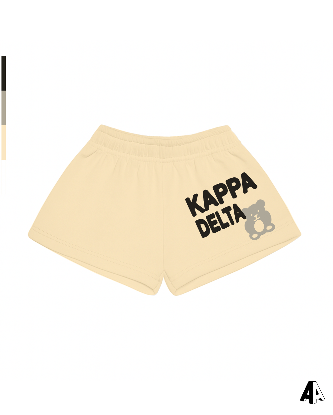 Kappa Delta Free Spirit Light Yellow Shorts by Alpha Apparel Co. – front view