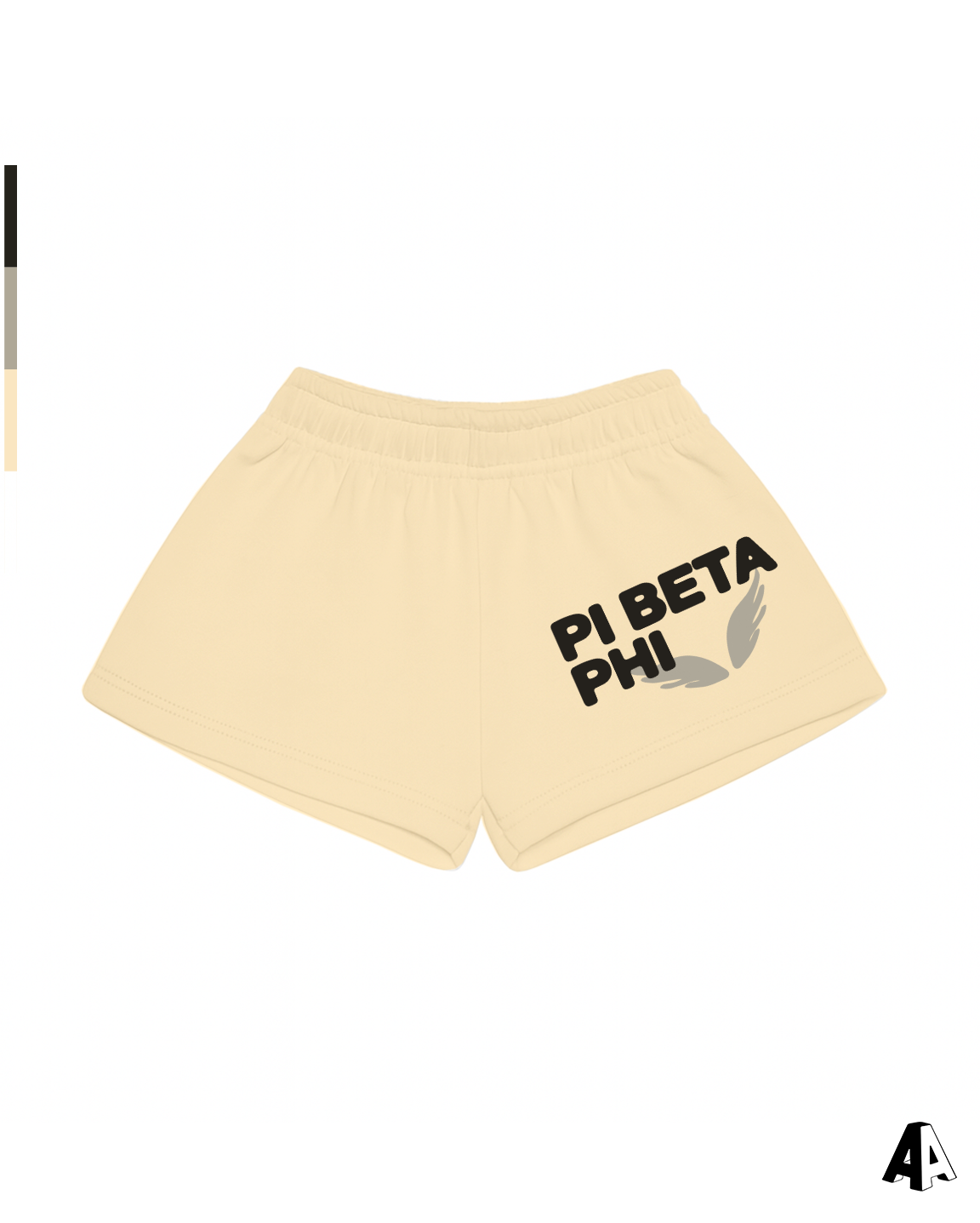 Pi Beta Phi Free Spirit Light Yellow Shorts by Alpha Apparel Co. – front view