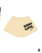Sigma Kappa Free Spirit Light Yellow Shorts by Alpha Apparel Co. – front view