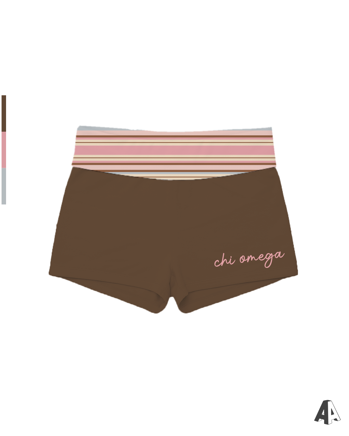 Striped Foldover Shorts Chi Omega University of Pittsburgh
