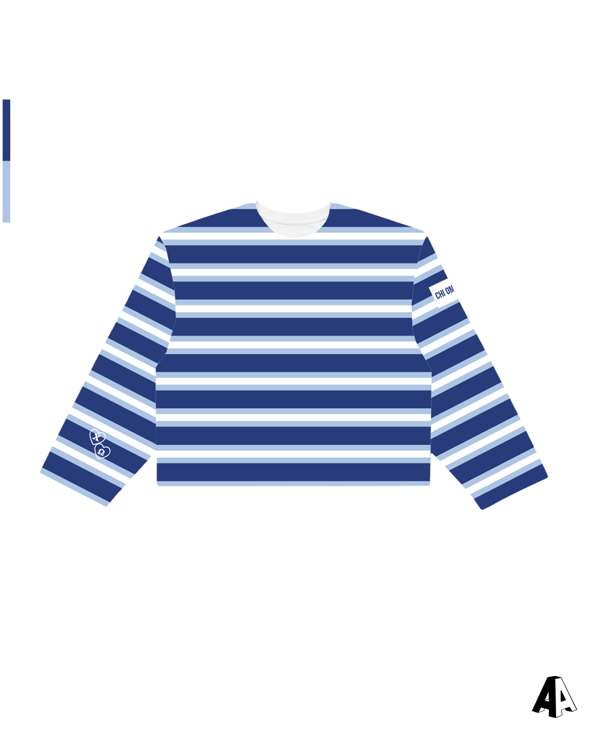 Stripes Long Sleeve Chi Omega Sacred Heart University