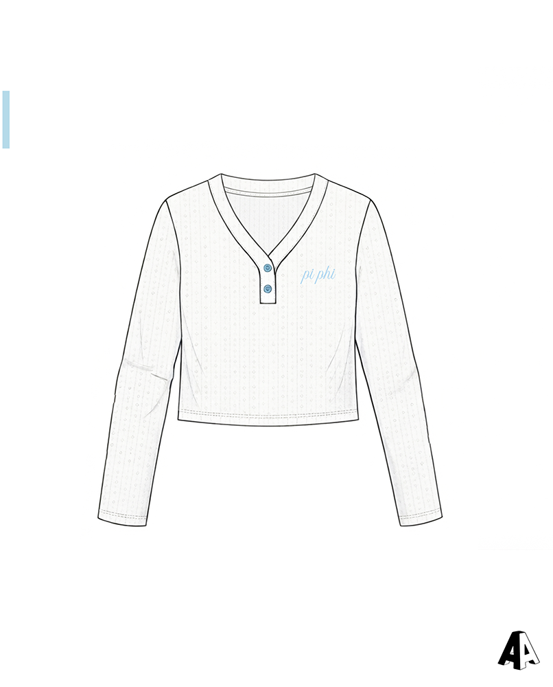 Script Pointelle Long Sleeve Pi Beta Phi University of Michigan Ann Arbor